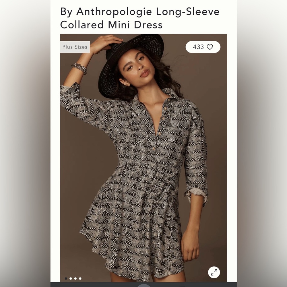 NEW! ANTHROPOLOGIE black & ivory tribal print dress, size XS